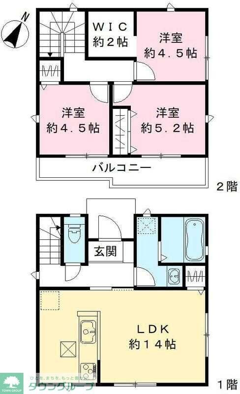 三室戸建の物件間取画像