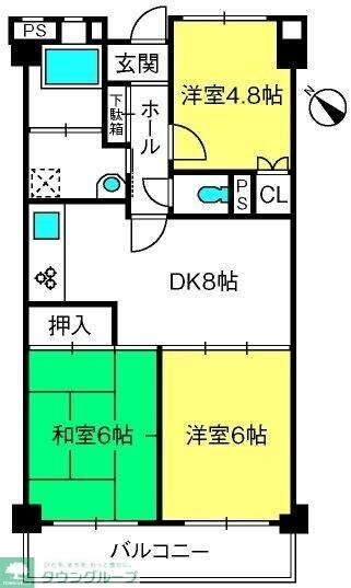 カネカ若葉台マンションの物件間取画像