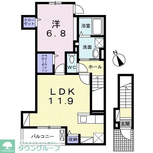 ヴィラージュ狭山祇園Bの物件間取画像