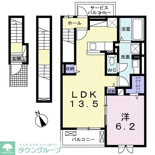 ヴィラージュ狭山祇園Bの物件間取画像