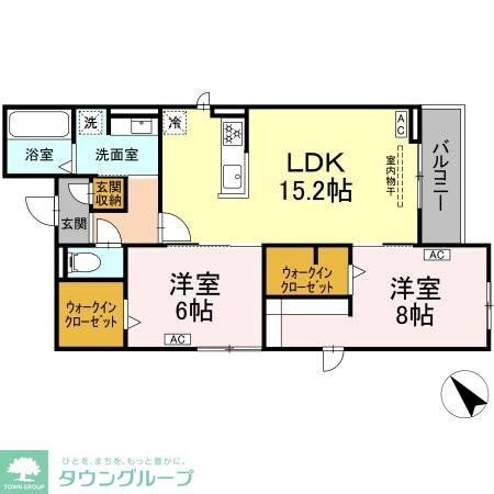 マリポーサ高畑Bの物件間取画像