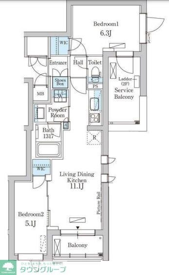 パークアクシス北千束MOCXIONの物件間取画像