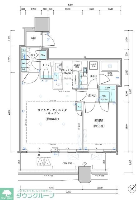 パークタワー勝どき サウス棟の物件間取画像