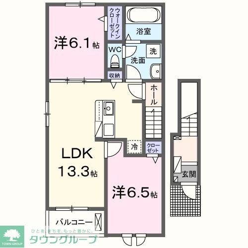 グランデルート Bの物件間取画像
