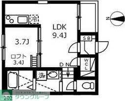 ハーモニーテラスティーエイチの物件間取画像