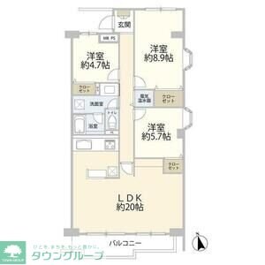 西武拝島ハイツ1号棟の物件間取画像
