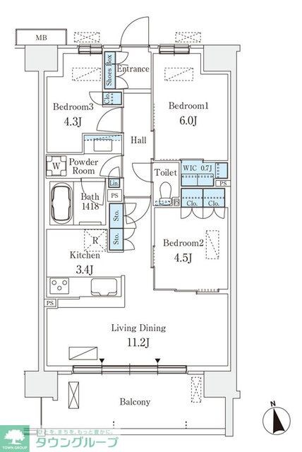 スカイグランデ津田沼の物件間取画像