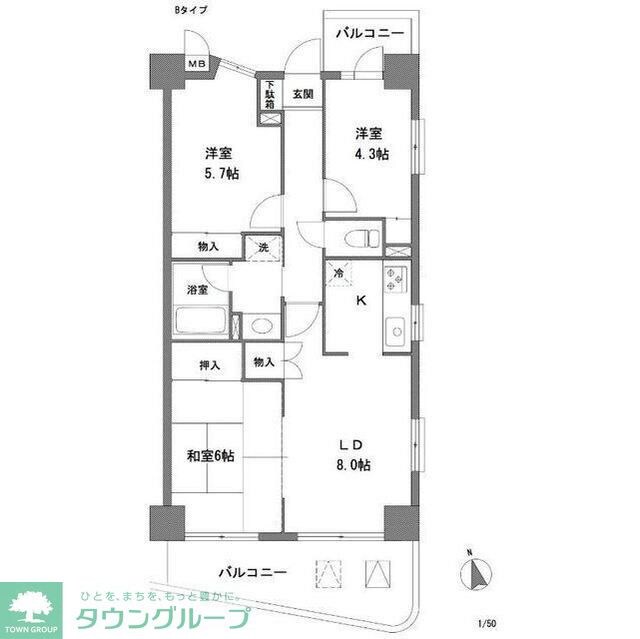 ラヴィータ谷塚駅前Iの物件間取画像