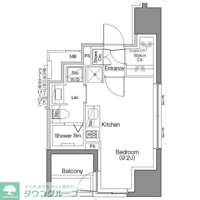 ザ・パークハビオSOHO大手町の物件間取画像