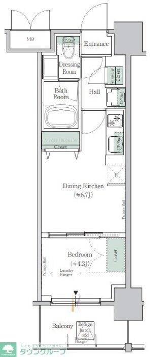 ワンルーフレジデンス台東根岸の物件間取画像