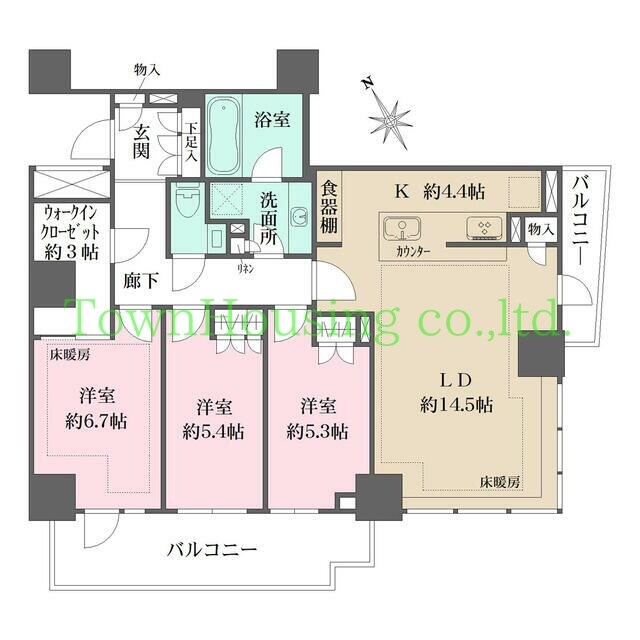 ザ・パークハウス三田ガーデン タワー棟の物件間取画像