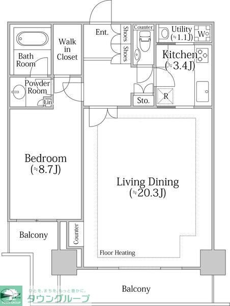 河田町ガーデン クラブフロアの物件間取画像