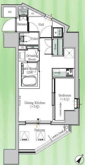 ONE ROOF RESIDENCE KIBA EASTの物件間取画像