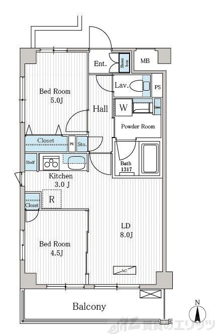 フェリシア江坂の物件間取画像