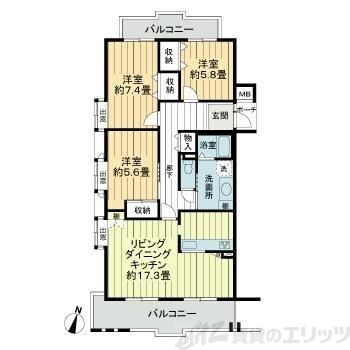 高槻・阿武山九番街東2号棟の物件間取画像