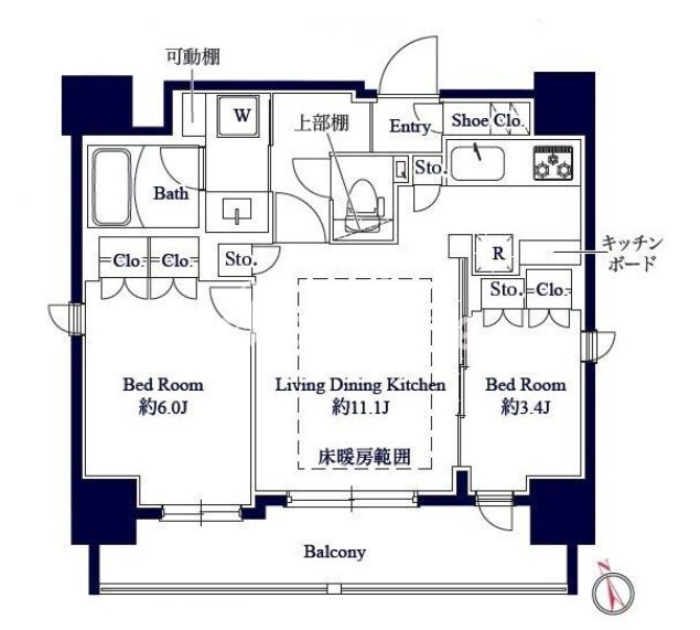 グランパセオ八丁堀IIの物件間取画像