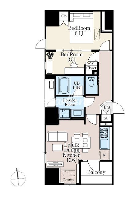 ザ・ライオンズフォーシア町屋の物件間取画像