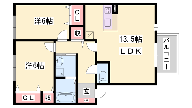 グランモア航A棟の物件間取画像