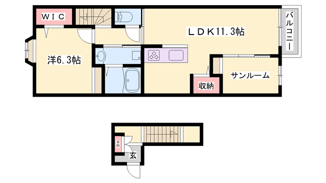 サンセールⅡ Aの物件間取画像