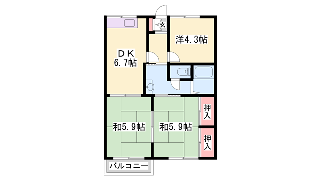 ガーデンハイツ緑ケ丘C,Dの物件間取画像