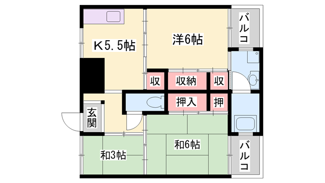 サンライズ高砂4号棟の物件間取画像