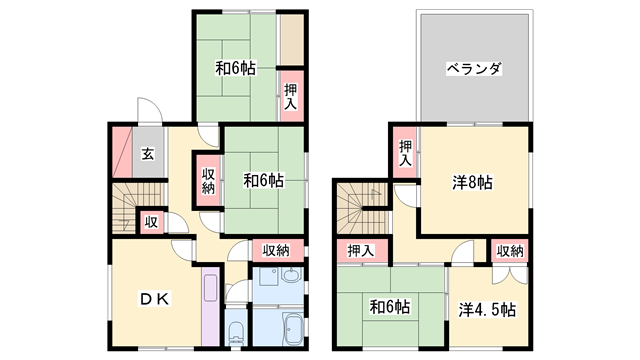 田寺東一丁目貸家の物件間取画像