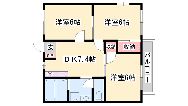 ブルースカイ今宿の物件間取画像