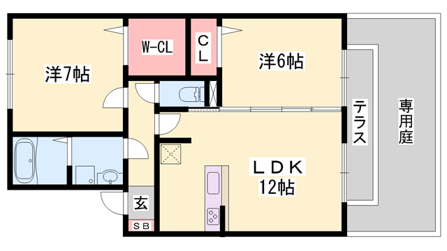 ティーダ御立 A棟の物件間取画像