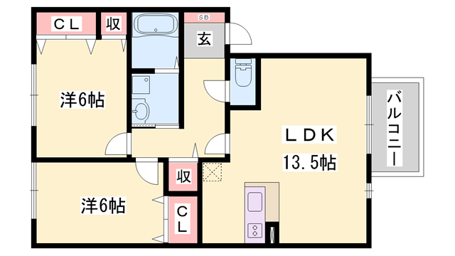 グランモア航A棟の物件間取画像