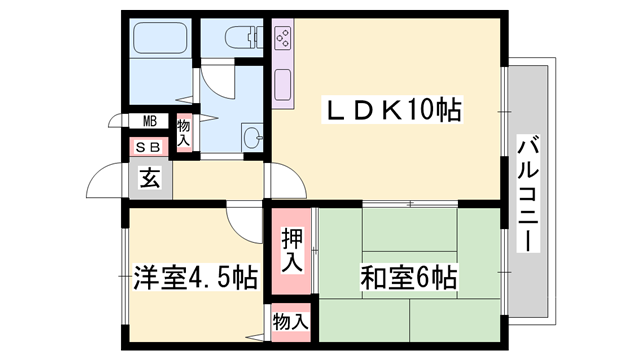 アーバンライフ吉田A棟の物件間取画像