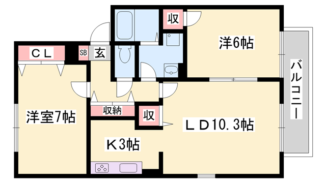 ウィンディーヒルズB棟の物件間取画像