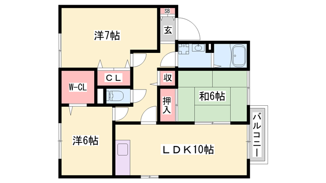 セジュールヒルトップ A棟の物件間取画像