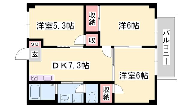 姫路駅 バス18分 玉手下車:停歩1分 2階の物件間取画像