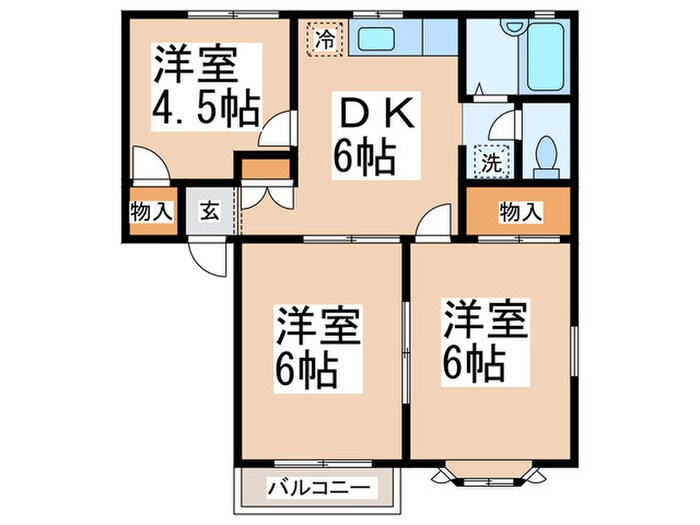 サウスヒルズＢ棟の物件間取画像