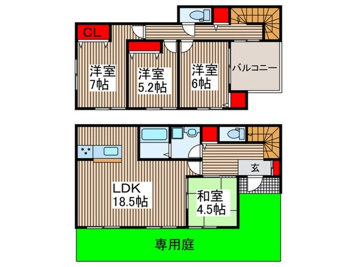 仮)ﾏｲﾎｰﾑﾈｸｽﾄ所沢中富2号棟の物件間取画像