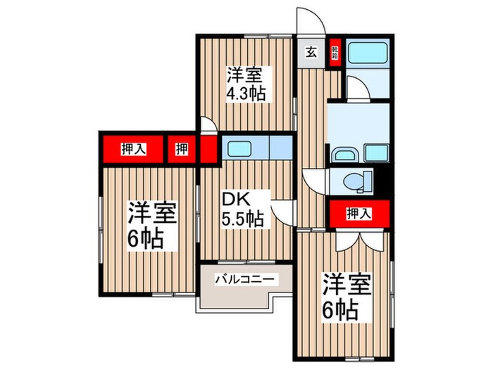 狭山パークハイツの物件間取画像