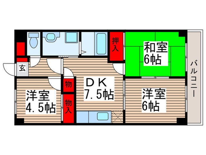 パ－クヒルズ東所沢の物件間取画像