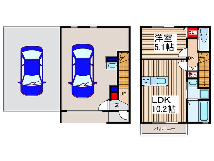 仮)三芳ガレージハウス　A棟の物件間取画像