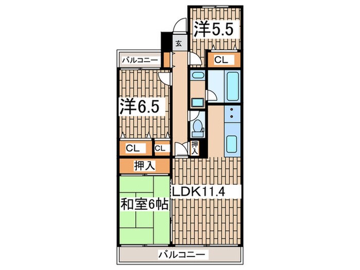 ベルヴィ能見台A棟の物件間取画像