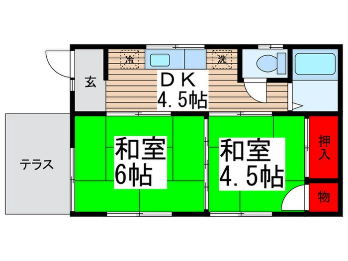 第２ＳＵハイム(102)の物件間取画像