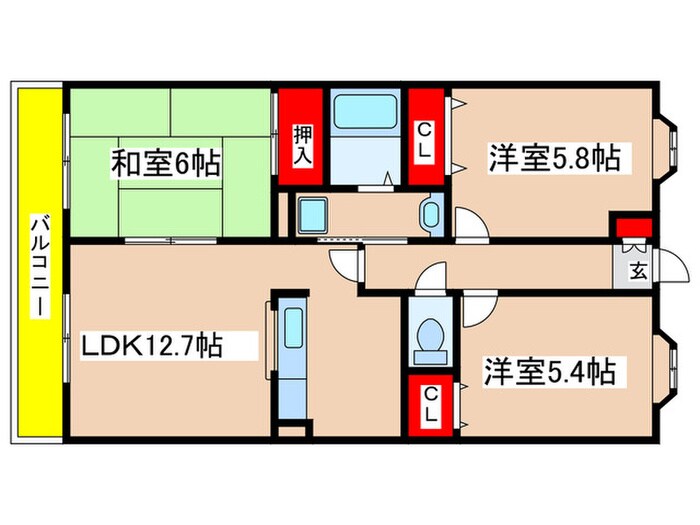 第５旭マンションの物件間取画像