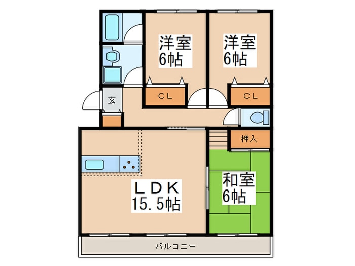 グリ－ンヒル藤が丘ＣⅡの物件間取画像