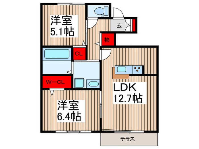 ペア　ネクスト　A棟の物件間取画像