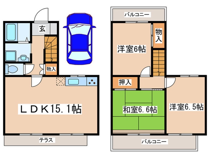 ブリージングタウン百草園Ｄ１の物件間取画像