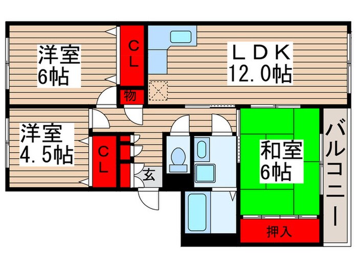 INOVE松戸六高台Bの物件間取画像