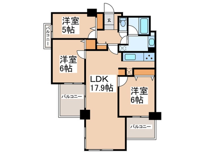 若葉台団地１－６棟（１２０３）の物件間取画像