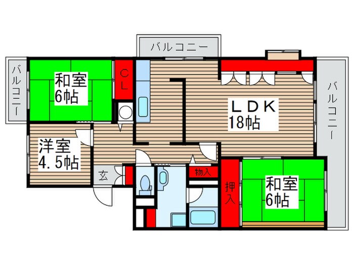 北柏ライフタウン３号棟（501）の物件間取画像