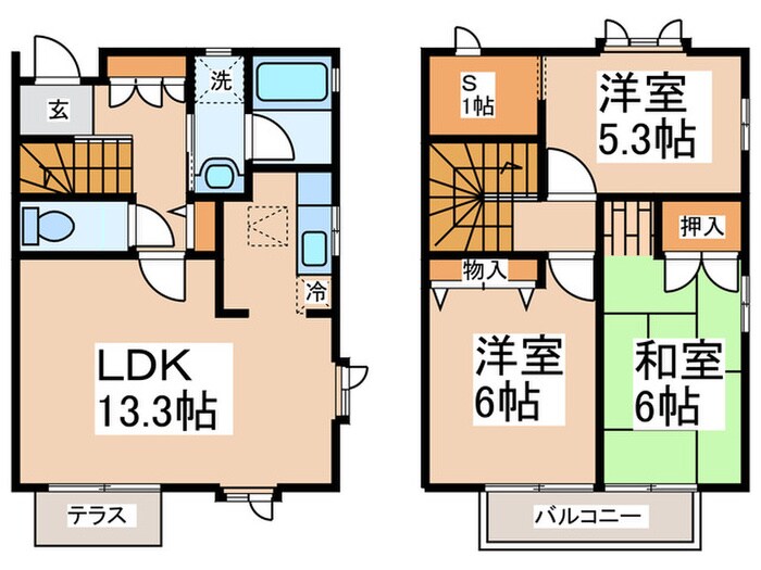 テラスアゼリアＣの物件間取画像