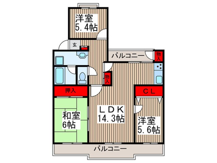 西所沢椿峰ﾆｭｰﾀｳﾝ104街区(407)の物件間取画像