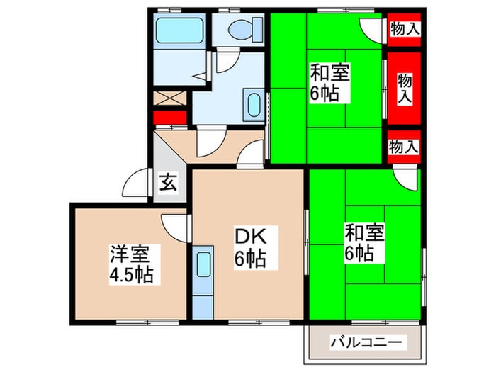 インパレス秋川　Ｂ棟の物件間取画像